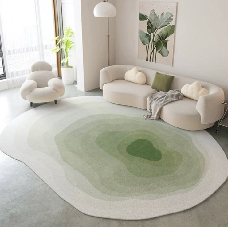 Alfombra Verde Minimalista “Oasis” – Diseño Orgánico y Moderno