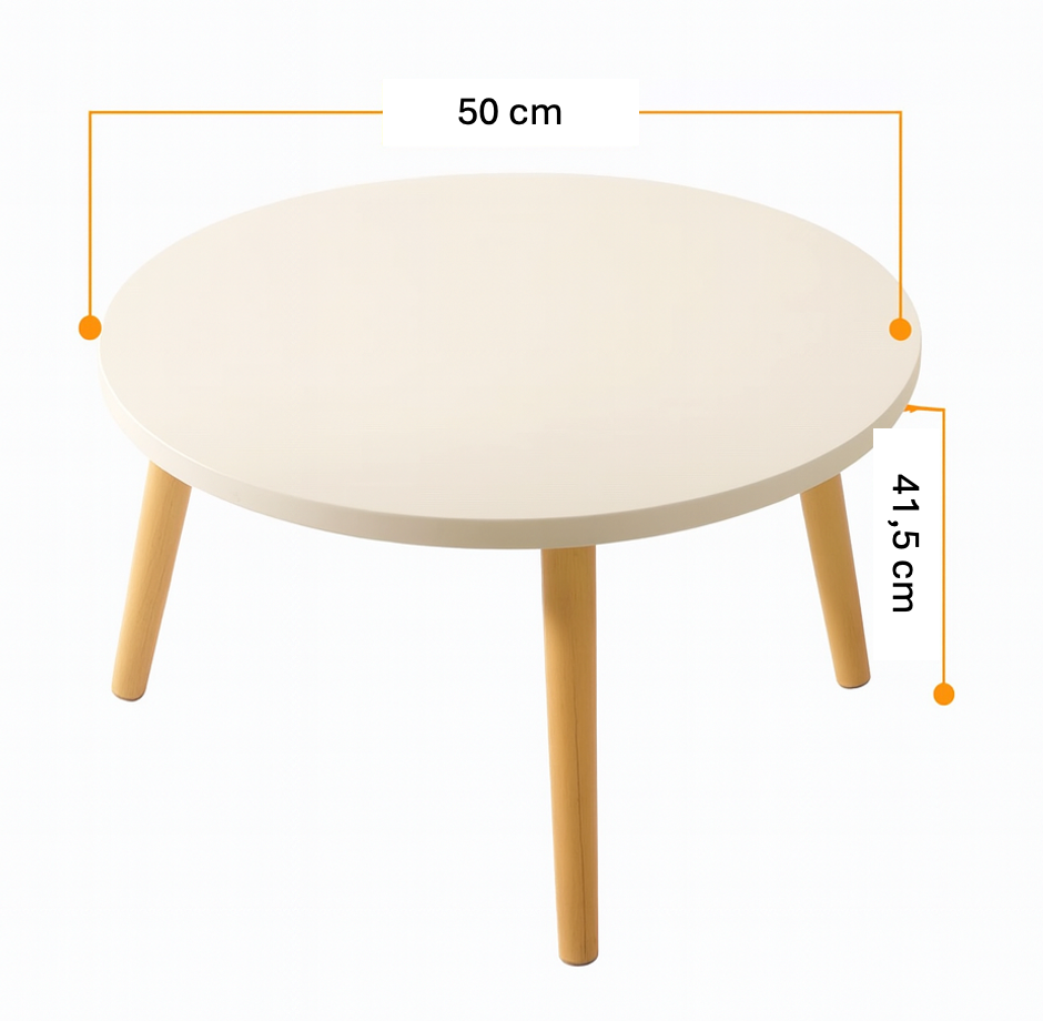 Mesa de Centro Redonda Blanca con Patas de Madera