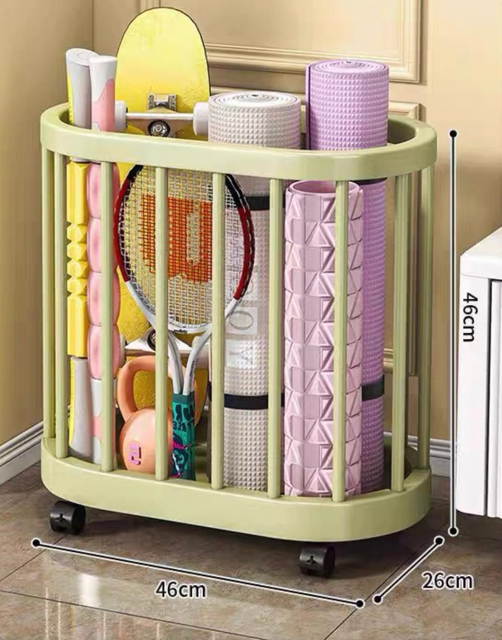 Organizador de Yoga y Fitness con Ruedas – Carrito de Almacenaje Multifuncional