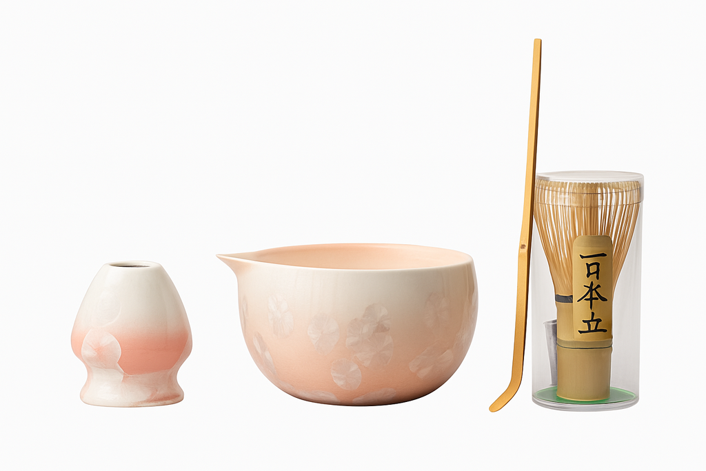 Kit de Té Matcha Flores 4 Piezas – Set Japonés Elegante