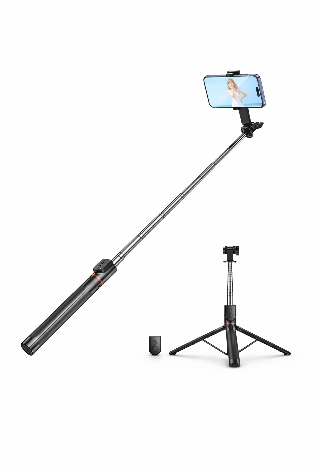 Trípode para el móvil con mando Bluetooth