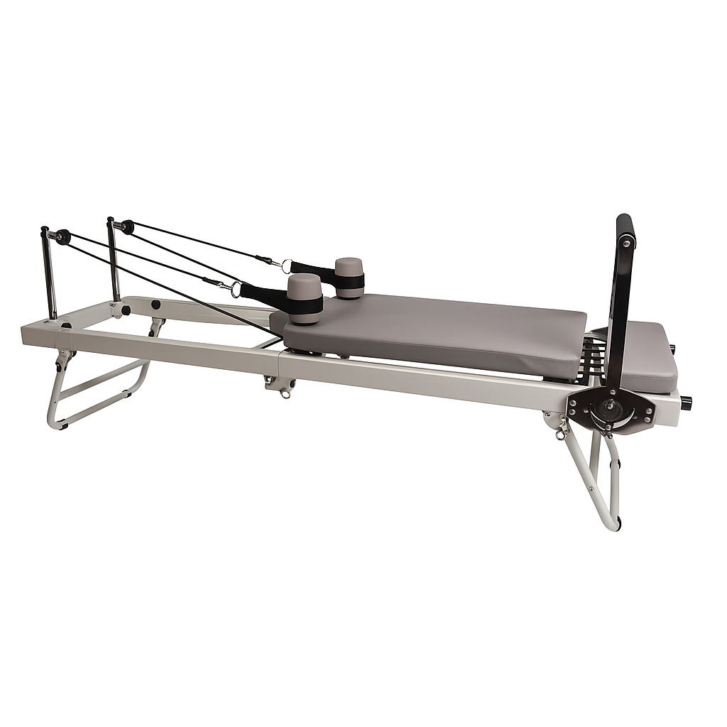 máquina de pilates reformer gris